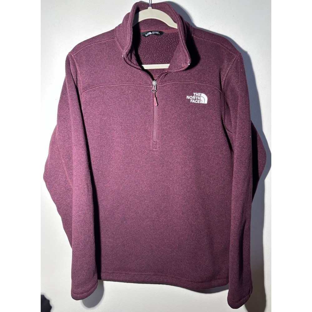 The North Face Quarter-Zip Pullover Sweater Burgundy Heather Men's Medium Good